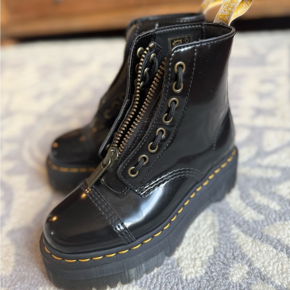 Dr. Martens Shoes - Dr. Martens Black Patent Lace Up Platform Boots
